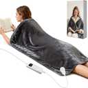 Extra Large Heating Pad for Back Pain Period Cramps Relief, King Size 59x27 Full Body Wrap Around Electric Heat Pad, Plug in Wearable 2 in 1 XXL Heat Cloak, Gift for Women Men Elders Home Office Use, Dark Gray