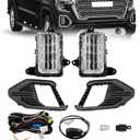 Silscvtt 1 Pair Front Fog Lights Replacement for Sierra 1500 AT4 Denali SLT 2019-2022 Left and Right Side with Bezel Switch 84513247 GM1038258