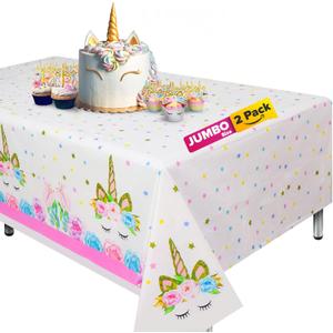 Lifestyle Extra-Large 2 Pack Unicorn Tablecloth - 108"x54" Disposable Table Cover for Birthday Party, Baby Shower & Girl Decoration - Birthday Tablecloth - Party Decorations for Girls