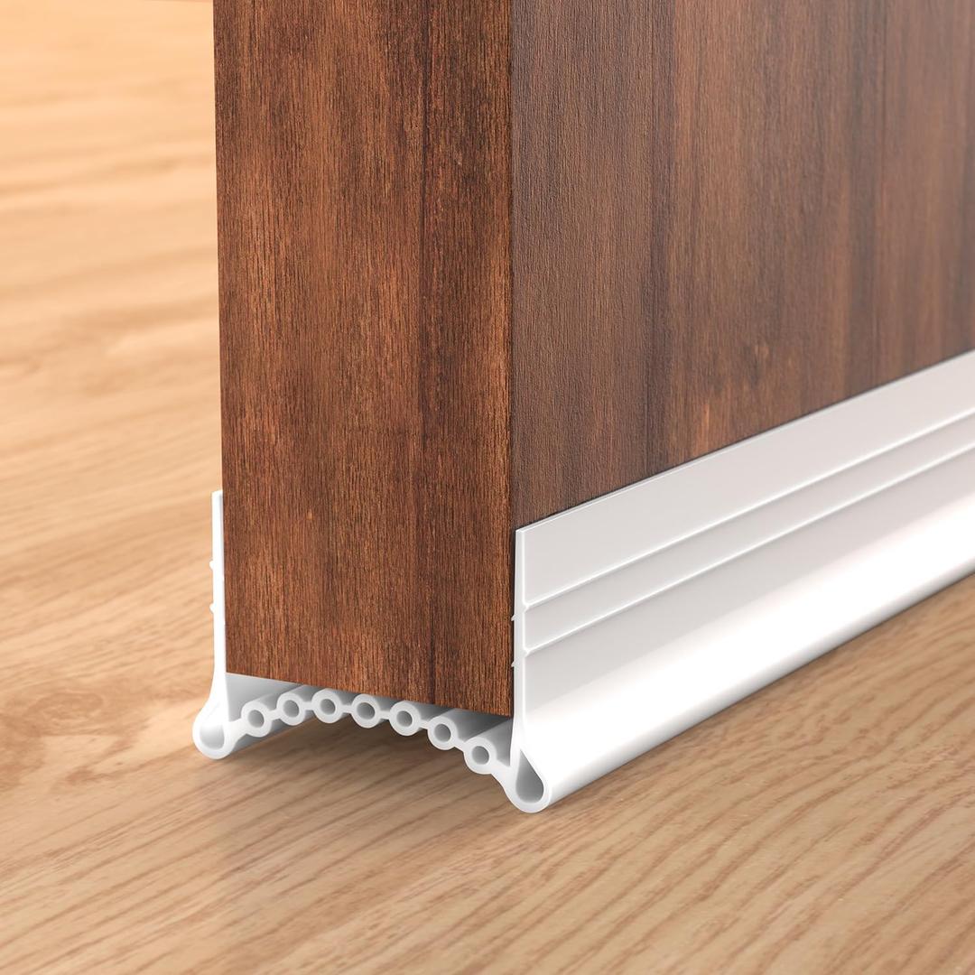 SUNMON Silicone Door Draft Stopper, 39in Upgraded Door Slide-On Under Door Seal Blocker, Under Door Sweep Weather StrippingWhite