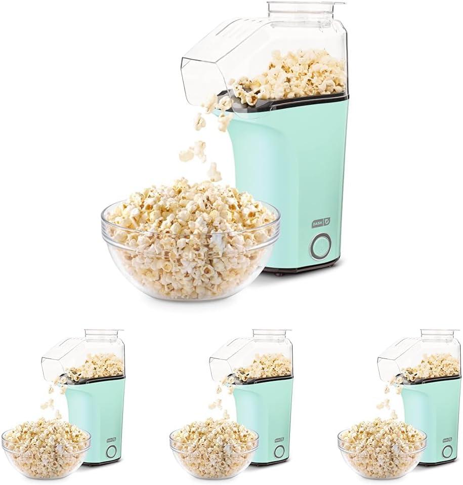 Dash Fresh Pop Popcorn Maker - Oil-Free,Air Popcorn Popper - With Measuring Cup & Recipe Guide - Perfect for Movie Nights - 16 Cups,Aqua,(Pack of 4)