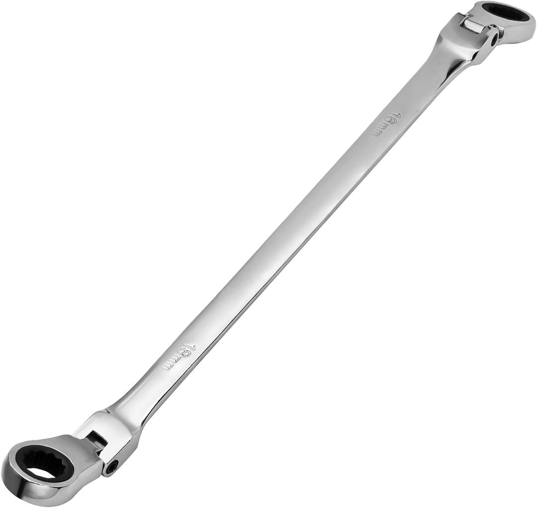 Litoexpe 16-18mm Extra Long Flex-Head Ratcheting Wrench, Metric Double Box End Wrench for Mechanics, DIY Enthusiasts