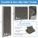 Umimile Extra Thick 0.6" Non-Slip Stair Treads for Wooden Steps, 15 Pack Indoor Carpet Treads, Super Strong Adhesive Washable Runner for Kids, Elders, Pets (Light Gray, 14x8x30 & 1x30x30)