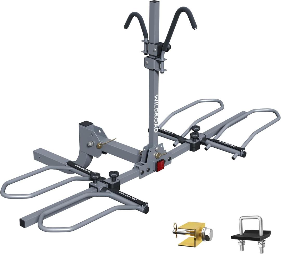 WILDROAD Hitch Bike Rack, Wobble Free Smart Tilting Bike Rack, Foldable 2-Bike Rack for Standard, Fat Tire and E-Bike, 2-Bike 180 lbs Capacity, Fits 2-inch Receiver (29.5 x 14.9 x 10.2 inches)