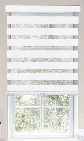 Basic Arctic Cordless Cut-to-Width Light Filtering Dual Layer Zebra Roller Shade 
50" W 
