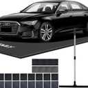 Garage Floor Mats for Under Car,7'9"x18',Non-Slip Garage Flooring Protector Parking Rugs Carpet,Heavy Duty Waterproof Rubber Containment Mat,Protect from Snow,Ice,Oil,Rain,Muds,with Squeegee,Velcro