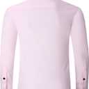 Men's Long Sleeve Button Down Shirts Soft Wrinkle Free Stertch Casual Business Formal Work Dress Shirt (Pink, M)