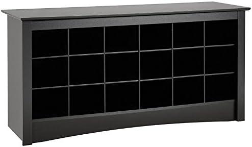 Prepac Black Shoe Cabinet, Entryway Bench, Mud Room Organization and Storage Bench with 18 Shoe Cubbies 16"D x 48"W x 24"H