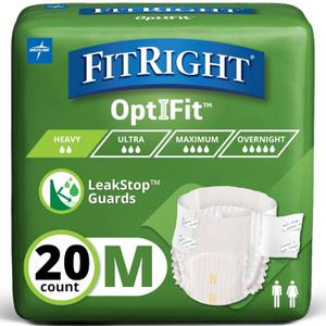 Extra+ Adult Diapers, Disposable Incontinence Briefs, Leak-Proof Diaper, Absorbent Briefs For Men and Women, Maximum Protection, Medium, 32  44 in, 20 briefs per bag
