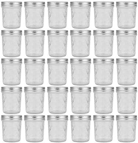 Accguan 6oz / 180ml Mason Jars Glass Canning Jars, Jelly Jars With Regular Lids, Ideal for Honey, Jam, Wedding Favors, Shower Favors, Set of 30