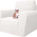 MAXIJIN Stretch Chair Cover Chair Slipcovers with Arms, 1-Piece Couch Sofa Chair Covers for Living Room, Non Slip Armchair Cover (31"-46") Furniture Protector Dogs Pet Friendly (Chair, White)