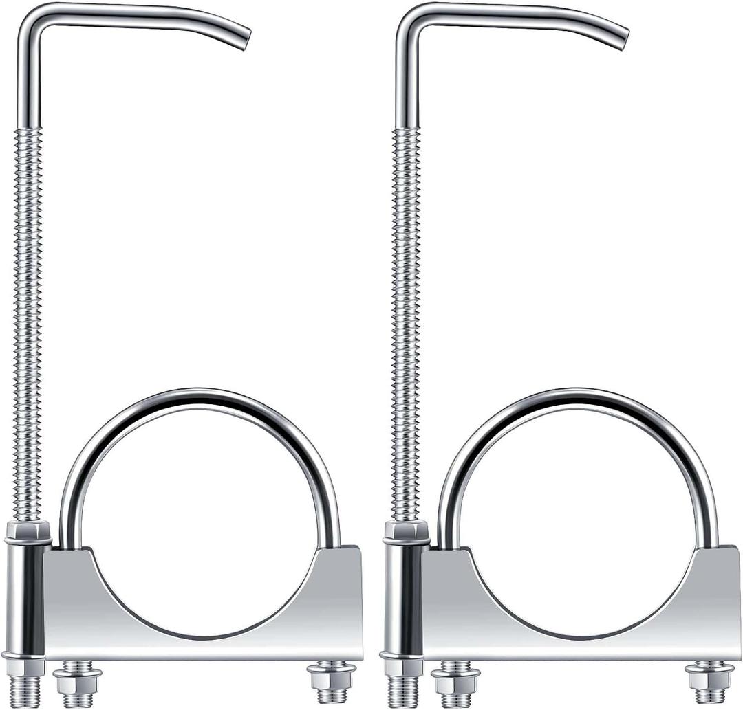 Datanly 2 Pcs 2.25 Inch Universal Exhaust Clamp with Hanger, Made of HeavyDuty Clamp with Rear Muffler Hanger Exhaust Pipe for Cars, Trucks Pipes