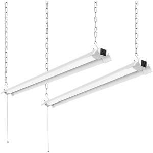 2-Pack 4ft LED Shop Light, 84W/7000LM/4000K Garage Hanging Lights with Plug-in Power Cord, 4ft Shop Led Lights with Pull Chain Switch, ETL Listed for Workbench, Basement