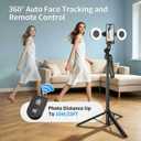 YAyusi 70.9" Auto Face Tracking Selfie Stick Tripod for iPhone with Light, No App, 360 Rotation Tripod That Follows Your Movement with Remote Control for Vlog/Live Stream/Video Recording