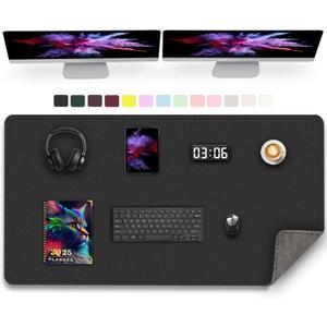 47.2" x 23.6" Large Desk Pad Mat - Non-Slip PU Leather Desk Mat, Large Mouse Pad, Computer Mat for Keyboard Mouse, Waterproof Desk Writing Mat, Desk Blotter Mat for Work (Black)