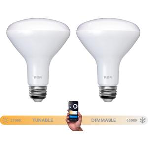 RCA Dimmable Smart Light Bulbs, BR30 WiFi LED Light Bulb, Indoor Flood LED Bulbs, 9W (60W Eq), 2700K Soft White, 720 Lumens, E26 Base, Voice Activated Lights, Google & Alexa Light Bulb, 2-Pack