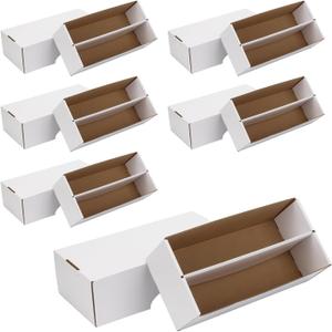 6 Set Trading Card Storage Box, 1600 Count Cardboard Storage Boxes Holds with 2 Row Sorting Tray, Bulk Sports Graded Card Storage Boxes Card Holders Organizer for Storing Organizing Supplies