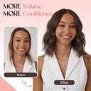 11 Inch Hair Topper for Women with Thinning Hair,Natural Short Wavy Clip-In Wig Topper with Curtain Bangs, Synthetic Hairpiece for Daily Wear(Brown Black)
