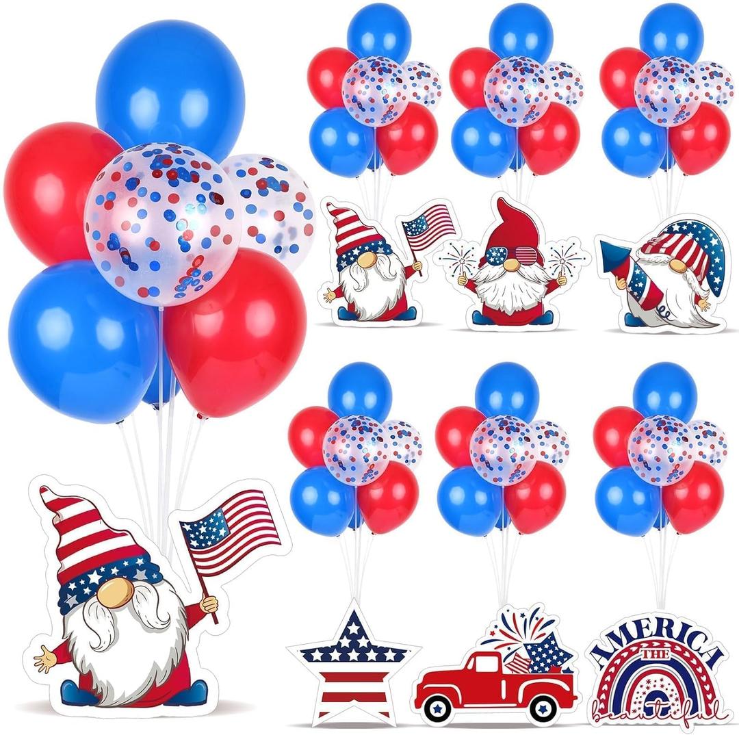 6 Sets Red White and Blue Balloon Stand Kit for Table Independence Day Tables Centerpieces with Balloons 4th of July Centerpiece Decor Balloon Stand Kit for Patriotic Party Table Decoration