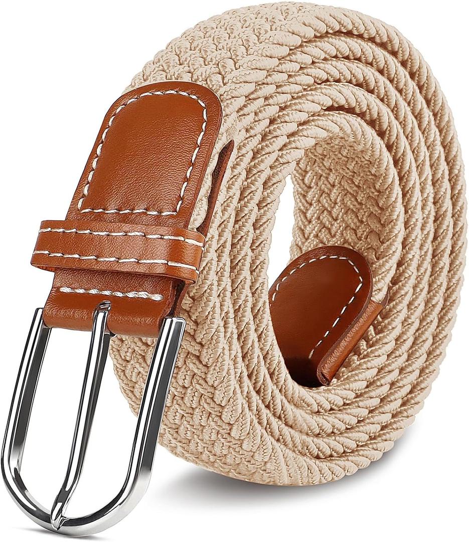 2 x Multicolored Woven Stretch Belt for Men and Women, Braided Elastic Golf Belts Jeans Casual Pants Sport Belt