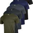 3 & 5 Pack Shirts for Men Moisture Wicking Workout Performance Dry Fit Mesh Gym Athletic Running T-Shirt (4X-Large, Black Blue Grey Green Gray)