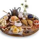 Farmhouse Oak 21" Lazy Susan Turntable Organizer for Cabinet, Round Wooden Lazy Susan Organization and Storage for Dining Table, Pantry, Kitchen, Countertop, Cupboard,Home Decor, Walnut (21)