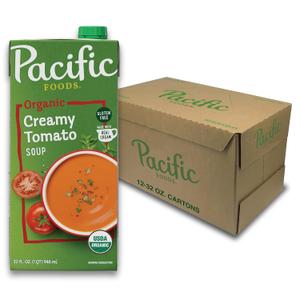 Pacific Foods Organic Creamy Tomato Soup, 32 oz Carton (Pack of 12) (EXP 08/03/26)