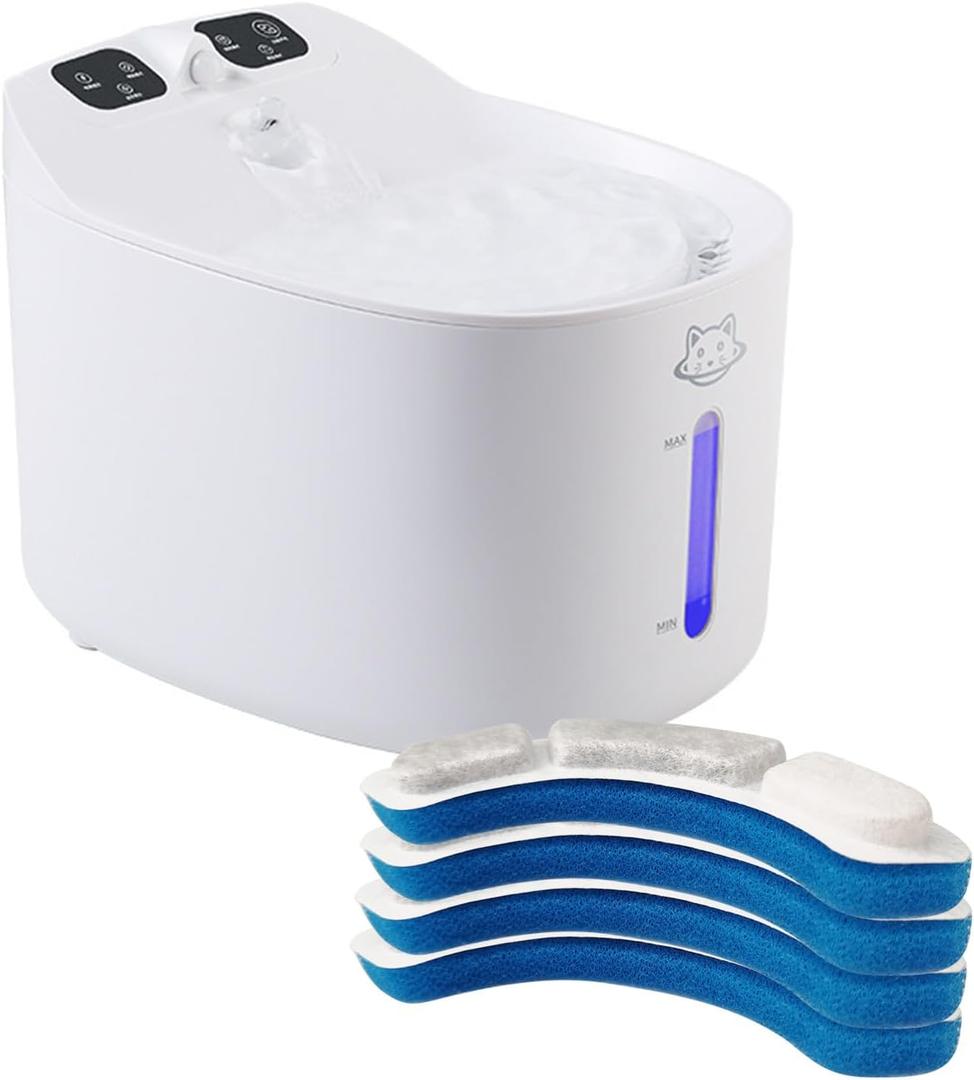Cordless cat Water Dispenser, 2.2L pet Water Dispenser, Battery Powered, Indoor Rechargeable cat Water Dispenser with Motion Sensor, Ultra-Silent Water Pump, ABS Material BPA Free