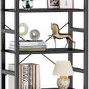 DUMOS 5-Tier Bookshelf, Modern Tall Bookcase, Open Storage Display Shelf for Living Room, Bedroom, Home Office, Narrow Standing Shelving Unit for Books, CDs, DcorModern Black