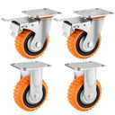 5 Inch Heavy-Duty Polyurethane Caster Wheels (750 lbs Per Wheel)360 Swivel & Dual-Lock Brake, Non-Marking & Anti-Slip,or Industrial Carts,Workbench,Cabinets 4-Pack with M10 Mounting Hardware