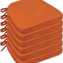 Chair Cushions for Dining Chairs, D-Shaped Seat Cushions with Removable Washable Cover and Ties, Chair Pads for Kitchen, Indoor Dining Room, Patio Chairs, 17'' x 16'', Set of 6, Orange