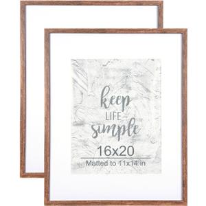 kennethan 16x20 Picture Frame Rottern Brown Set of 2, Wooden Poster Frame for Wall Mounting Display for Home, Office,Gallery,Holiday with Photos, Posters, Puzzles