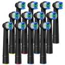 GENKENT 12 Pcs Replacement Brush Heads Compatible with Oral B Braun Electric Toothbrush Heads Black (For Adults (Black))