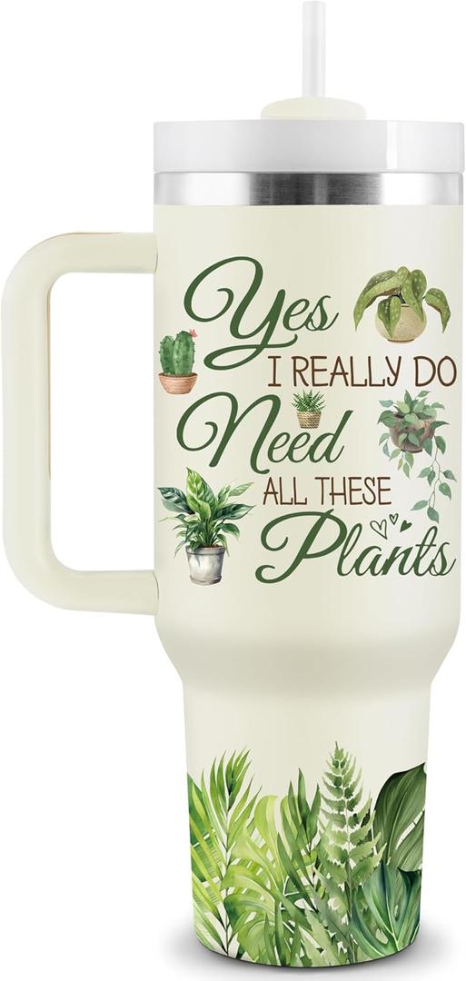 COCOGIFTS Gardening Gifts for Women - Plant Gifts for Plant Lovers, Lady - Garden Gift for Gardeners Woman - 40oz Travel Cup Insulated Tumbler with Lid and Straw
