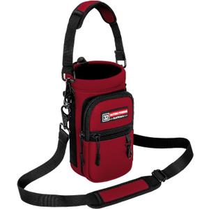 NATURE PIONEOR Water Bottle Holder with Strap,Water Bottle Carrier Bag Sling Sleeve with Adjustable Shoulder Strap & Handle and Large Phone Pocket for Walking,Hiking,Travelling for 25oz/32oz/40oz/64oz (Magenta Red)