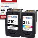 INKCLOUD Compatible Ink Cartridges Replacement for Canon PG-210XL CL-211XL for PIXMA IP2702 MP230 MP240 MP250 MP280 MP480 MP490 MP495 MX320 MX330 MX340 Printer (1 Black, 1 tri-Color)