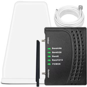 Cell Phone Booster for Home & Office,Up to 2,000 sq ft,Cell Phone Signal Booster with Band 66/25/2/4/5/12/13/17,Boost 5G 4G Data for All U.S. Carriers FCC Approved