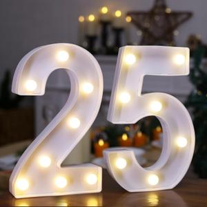 25th Birthday Decoration Light Up Letters, Battery Powered LED Numbers Marquee Number Sign for 25th Party Home Decor Night Light
