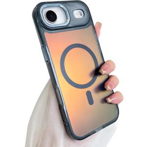 SAKUULO Magnetic Case for iPhone Air Compatible with Magsafe, Bling Laser Iridescent Florescent Crystal Sparkly Luxury Shockproof Protective Cover for Women Men, Black
