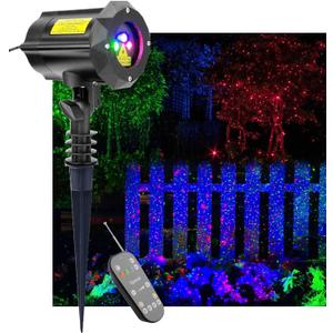 LEDMall Christmas Laser Projector Lights Outdoor, Motion Firefly Red, Green, and Blue with Remote Control and Security Lock