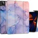 for M3/M2 iPad Air 11 inch 2025 2024 Case/iPad Air 5th & 4th Gen 2022 2020 Cover, Shockproof Tablet Case with Trifold Stand & Pencil Holder & Auto Sleep/Wake, Abstract Marble