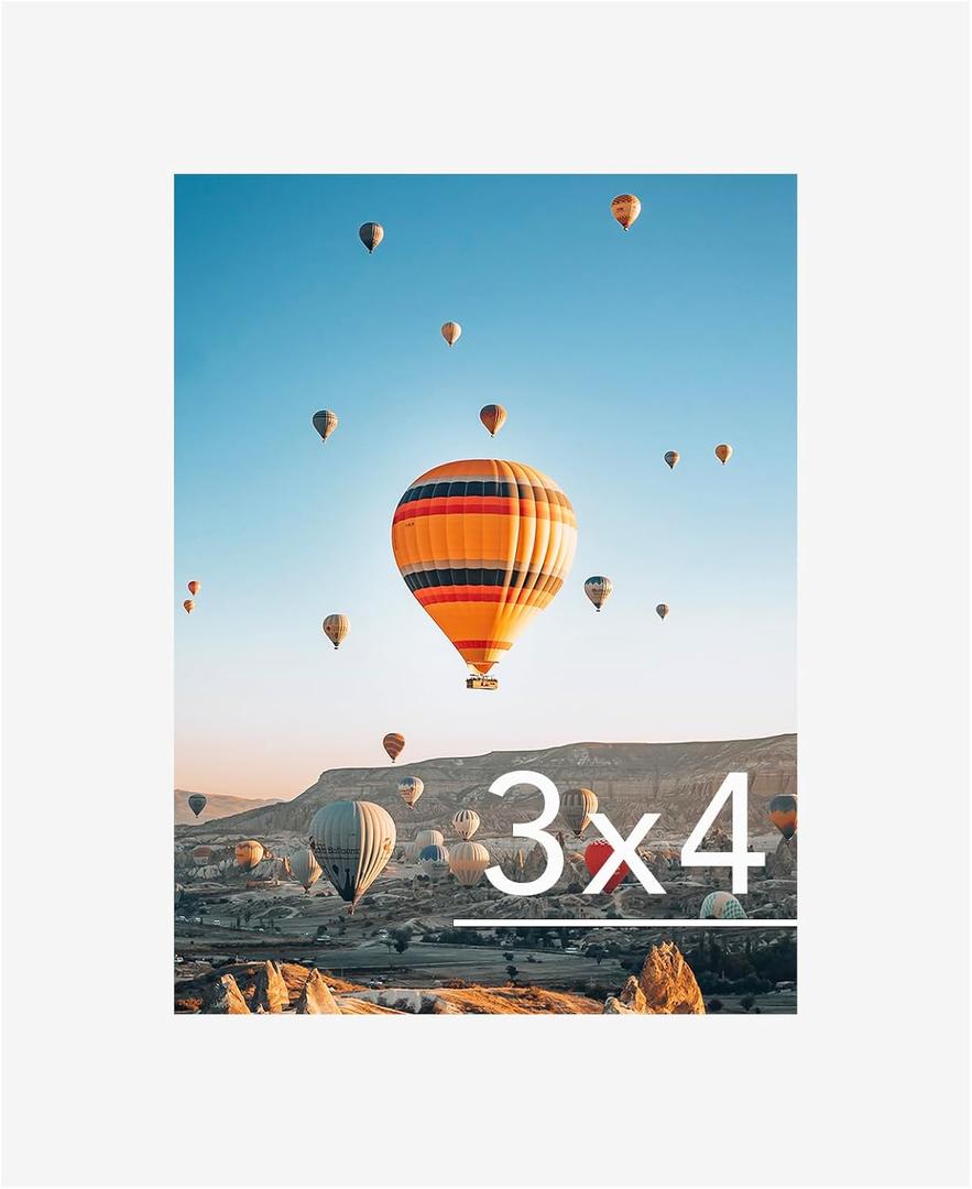 3x4 Picture Frame Black for Tabletop or Wall, 3 x 4 Wall Gallery Poster Photo Frame with Shatter Resistant Plexiglass, White