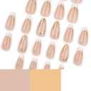 5 x White French Tip Press on Nails Almond Fake Nails Medium False Nails with Gold Glitter Design Glue on Nails Ombre Full Cover Stick on Nails Glossy Acrylic Nails for Women Fall Manicure 24Pcs