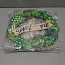 5 x St. Patrick's Day Decorations Wooden Shamrock Wreath for Front Door Welcome Sign, Farmhouse St. Patrick's Decor Welcome Door Hanging Sign Outdoor Indoor Shamrock Clover Spring Wall Home Decor