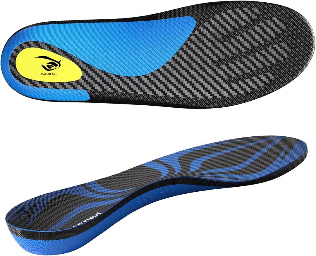 Carbon Fiber Insole with Arch Support for Long Periods of Standing, Jogging, Hiking and Other Outdoor Sports, as Well as a Work Boot Insole. (Blue, M10.5/11W11.5/12300mm)