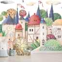 AFZEVEB-Cartoon Watercolor House Nursery Wallpaper Wall murals for Kids Room 114"x74" (Not Peel and Stick) (A005)