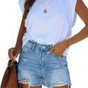MODARANI Denim Shorts for Women Distressed Jean Shorts Ripped Summer Hot Short (Blue, L)