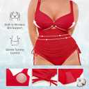 SHAPELLX One Piece Swimsuit Women Tummy Control Full Coverage Bathing Suit with Mesh Wrap Skirt Modest Swim Dress (Red, M)