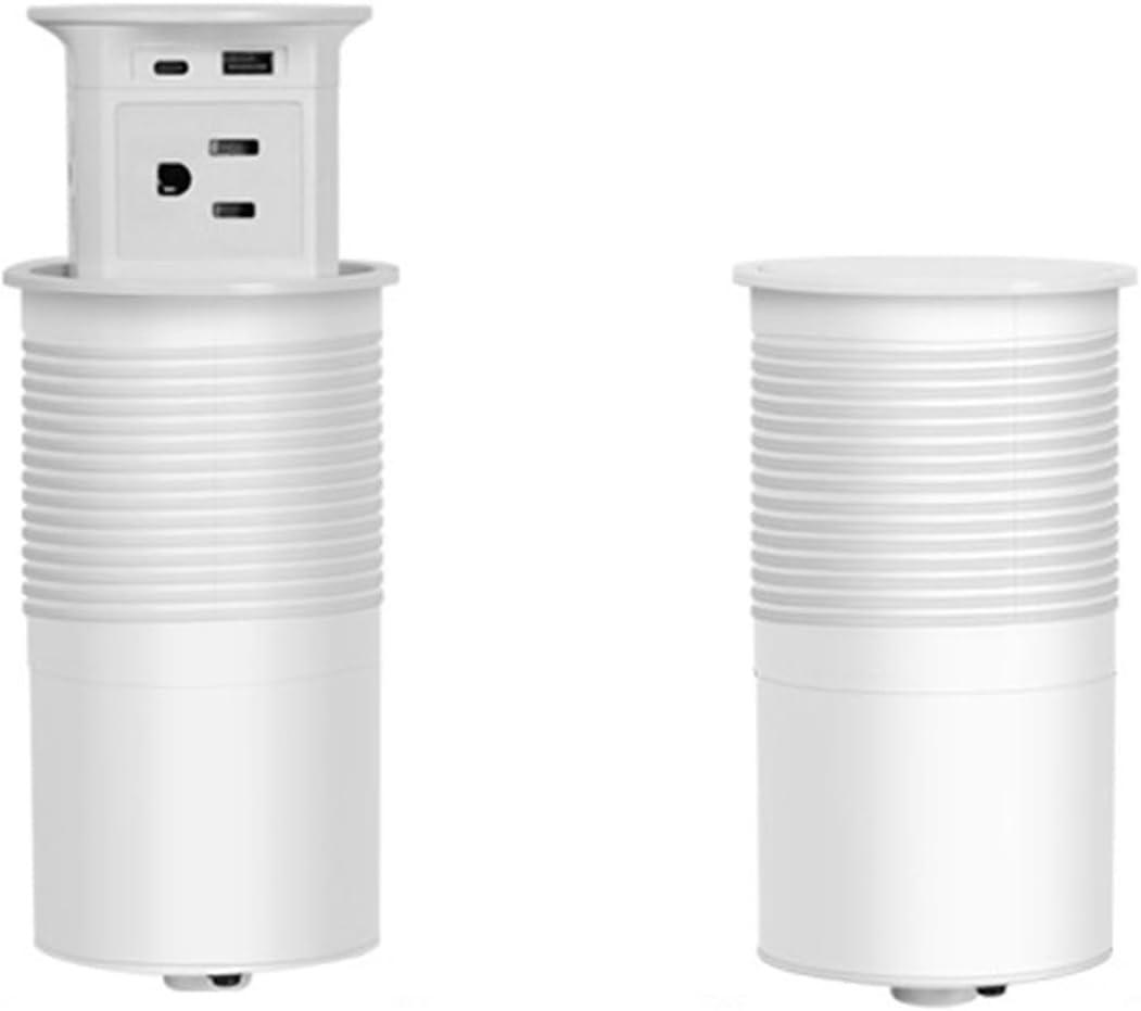Pneumatic Lifting Socket 4 Sockets+B Port+Type-C Wireless Charging Universal Ip55 Automatic Lifting Anti-Pinch Protection Socket, White-A