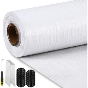SmoothNovelty 3.2 oz 6 x 100 ft White Landscape Fabric Heavy Duty Weed Barrier Fabric Landscaping Woven UV Resistant Ground Cover with 40 Gaskets 40 Garden Stakes Pick Hook for Gardening Farming